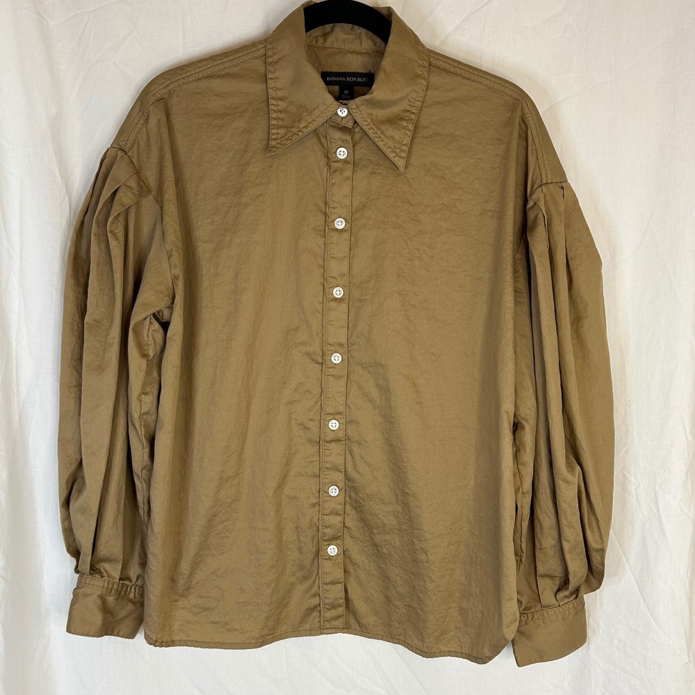 Banana Republic Brown Women's Button-Up Shirt Balloon Sleeve‎ - Size M